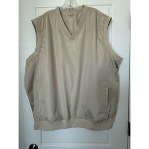 Mens ACUITY Golf Vest Beige Lined Pullover XXL Windbreaker Rain Resistant Preppy